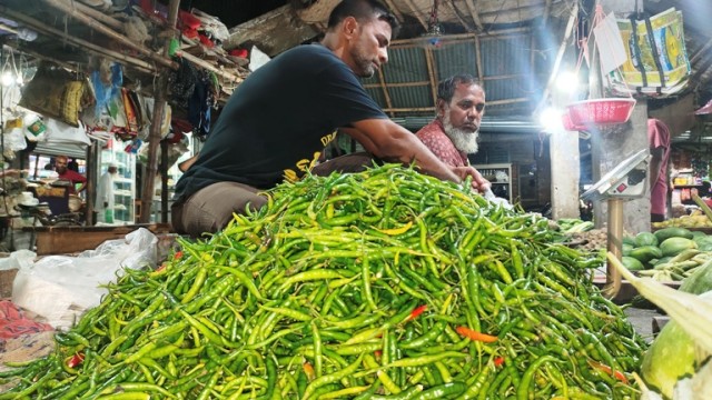 হিলিতে কাঁচামরিচের কেজি ১৭০ টাকা