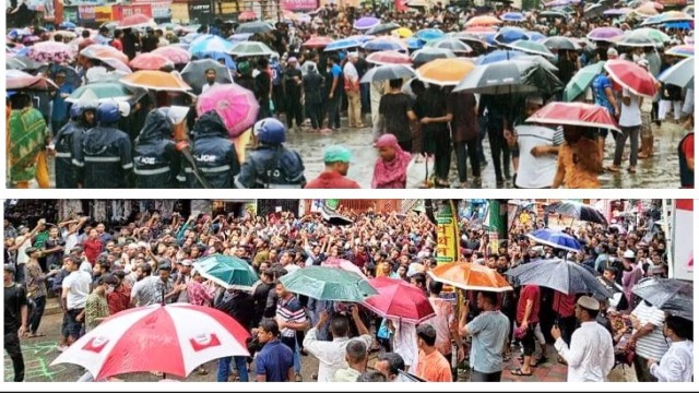 বগুড়ায় বৈষম্যবিরোধী আন্দোলনকারীদের দুই দফা সাতমাথায় বিক্ষোভ