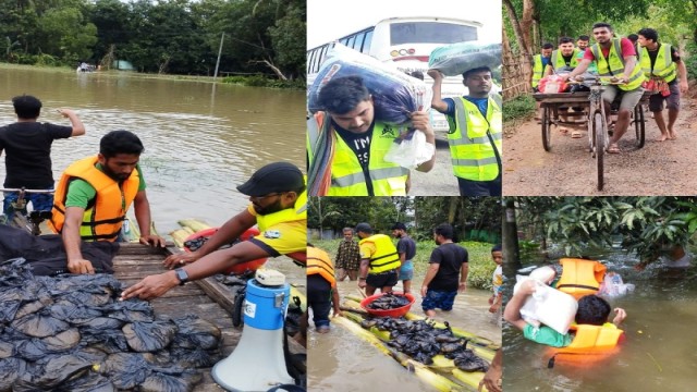 বানভাসিদের পাশে পিছিয়ে পড়া কুড়িগ্রামবাসী