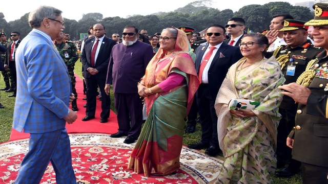 বিজয় দিবসে বঙ্গভবনে রাষ্ট্রপতির সংবর্ধনা অনুষ্ঠানে প্রধানমন্ত্রী