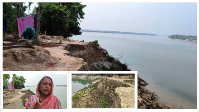 নড়াইলের মধুমতী নদীর অসময়ে ভাঙছে বিপাকে নদী পাড়ের মানুষ