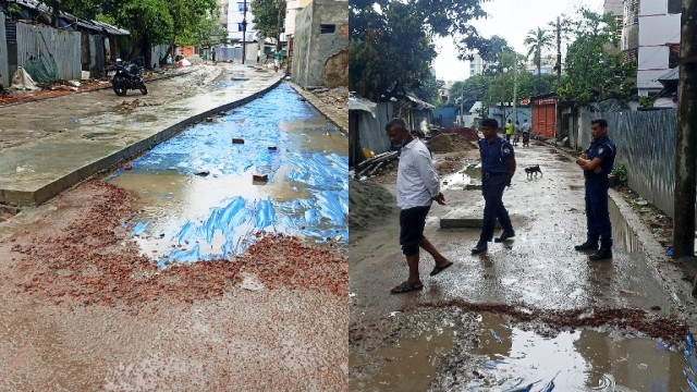 চাঁদপুর শহরের আলীম পাড়া-গাঙ্গুলি পাড়া সংযোগ সড়কের নির্মাণকাজ ফের বন্ধ 